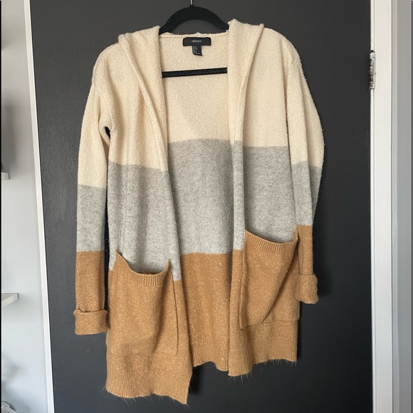 Forever 21 Hooded Striped Cardigan - Size Small - Picture 1 of 2